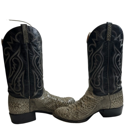J Chisholm Snakeskin Leather Python Cowboy Boots Men\'s Sz 10 EE Leather Lined main image 6